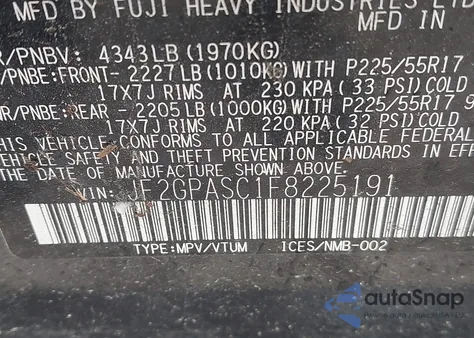 2015 Subaru Xv Crosstrek 2.0I Limited из США, поврежденный, VIN JF2GPASC1F8225191